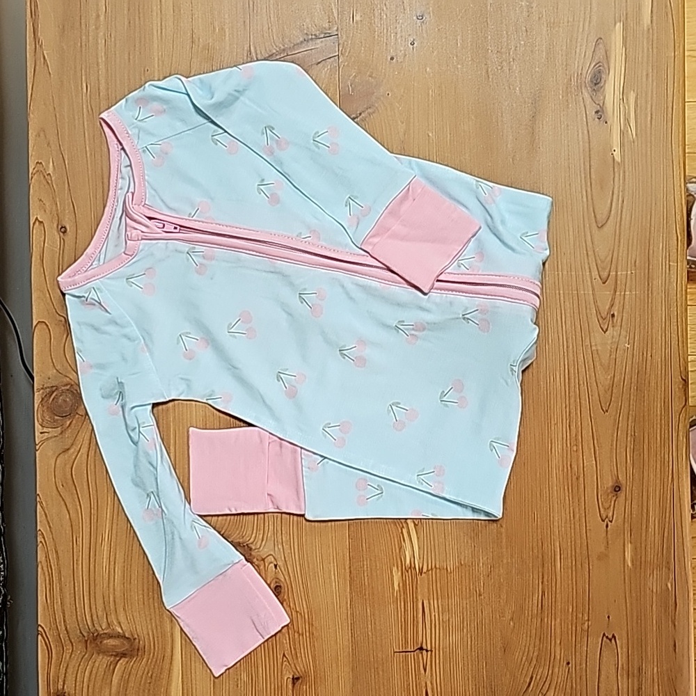 NWOT StitchyFish 3-6month Onesie with Cherry Pattern